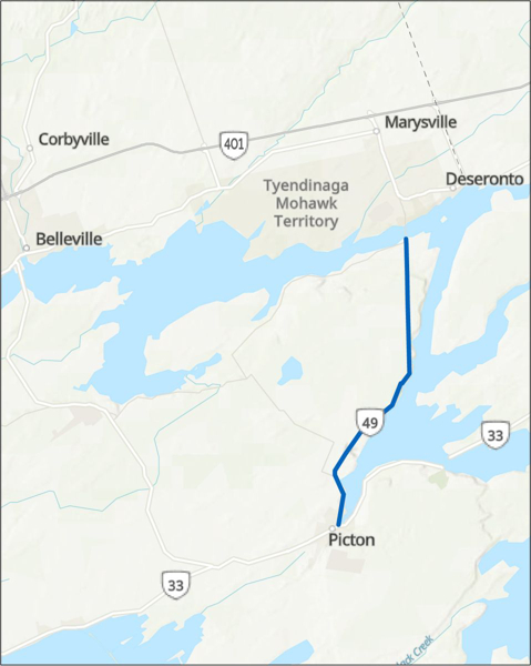 A map of County Road 49