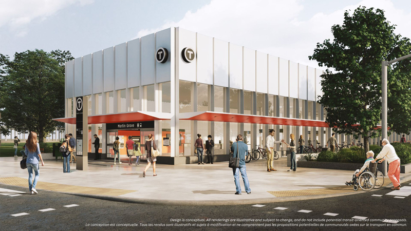 A conceptual rendering of the future Martin Grove Station.