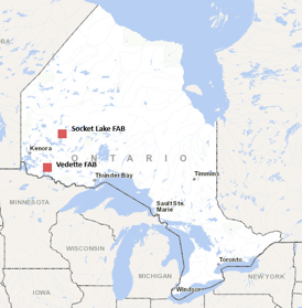 Map of Vedette and Socket Lake Forward Attack Bases